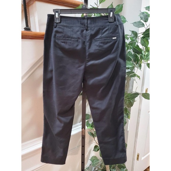 White House Black Market Women Black Cotton Straight Leg Belt Loops Pant Size 6R - Picture 5 of 12